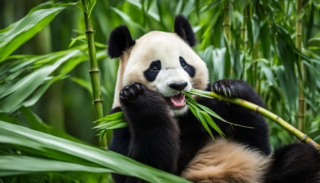 Panda enjoying bamboo